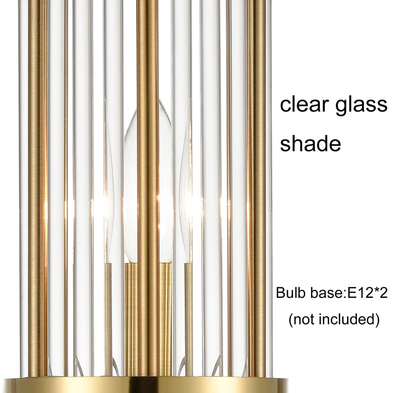 clear glass shade  
Bulb base: E12*2 (not included)
