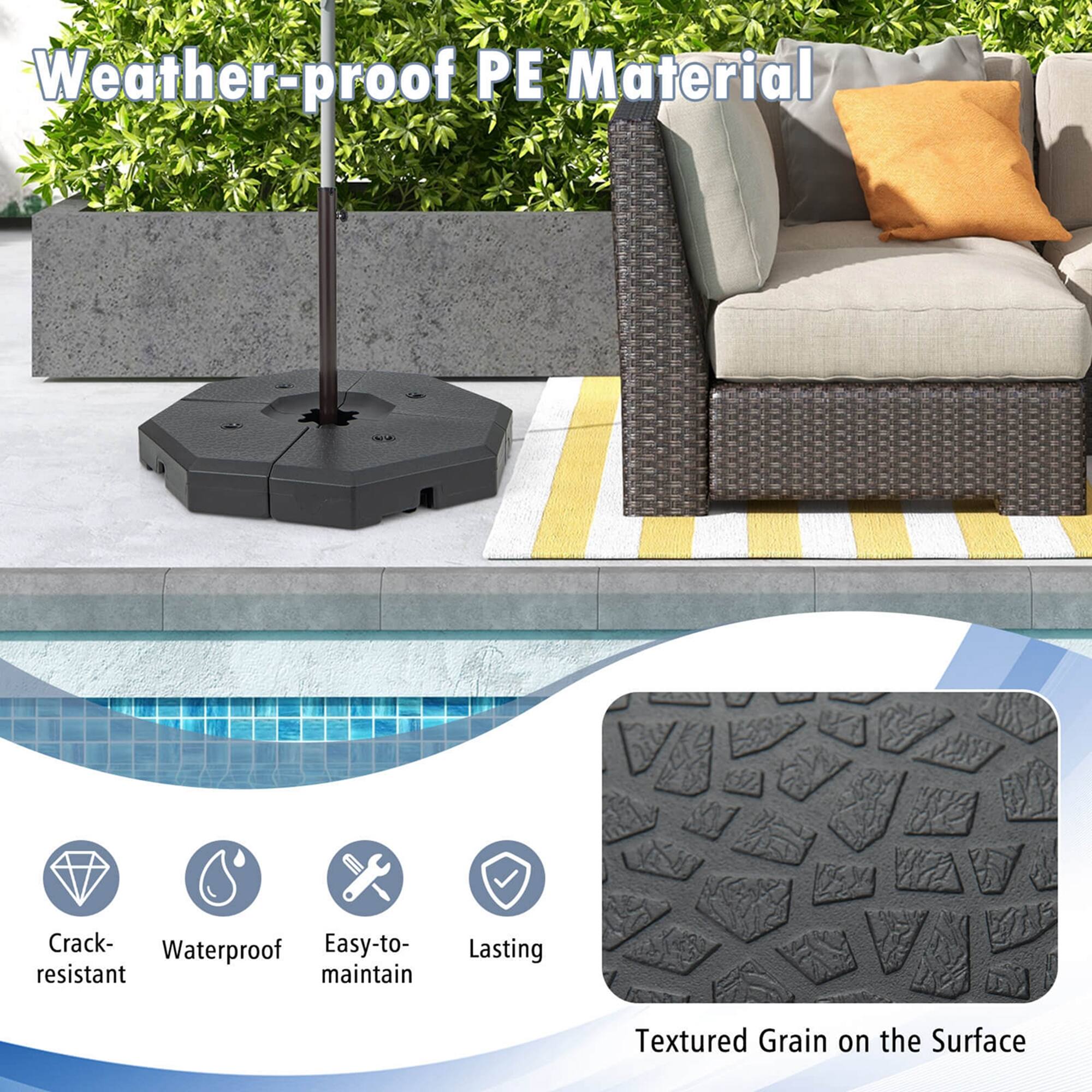 Weather-proof PE Material Crack-resistant, waterproof, easy-to-maintain, lasting, textured grain on the surface.