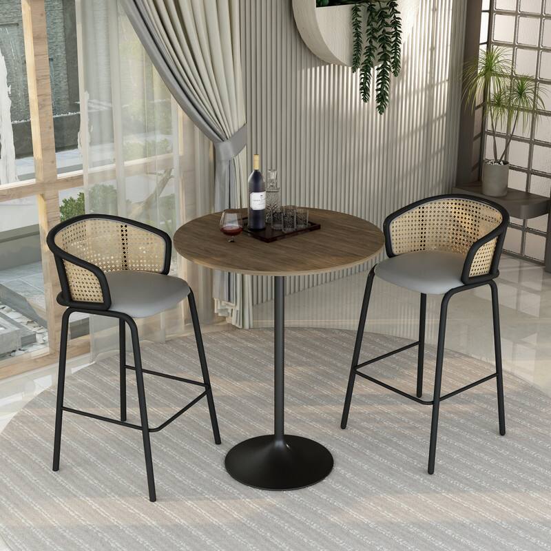LeisureMod Verve 36 Inch Round Bar Height Table with MDF Top and Black ...