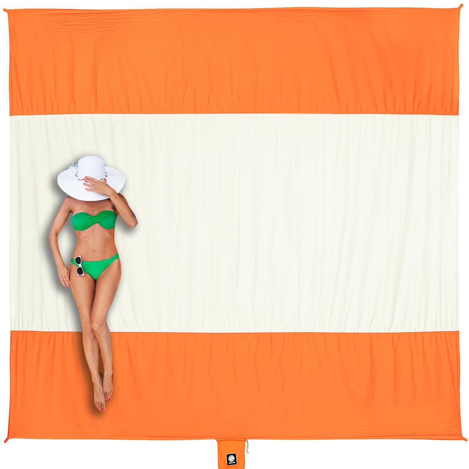 Front. Earthley Blooms - Beach Blanket Sandproof Waterproof Extra Large Mat Oversized & Compact Sand Free Quick Drying Lightweight D... - Orange-9x10 FT (1～8 person).
