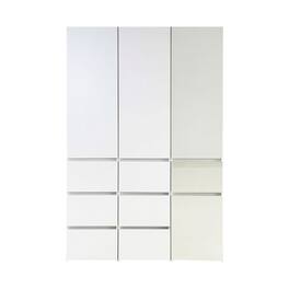 Manhattan Lane - Ely Closet Cabinet Set, Mirrored Front, 7 Drawers, 71 Inch, Wood - White