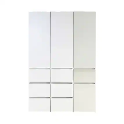 Front. Manhattan Lane - Ely Closet Cabinet Set, Mirrored Front, 7 Drawers, 71 Inch, White Wood - White.