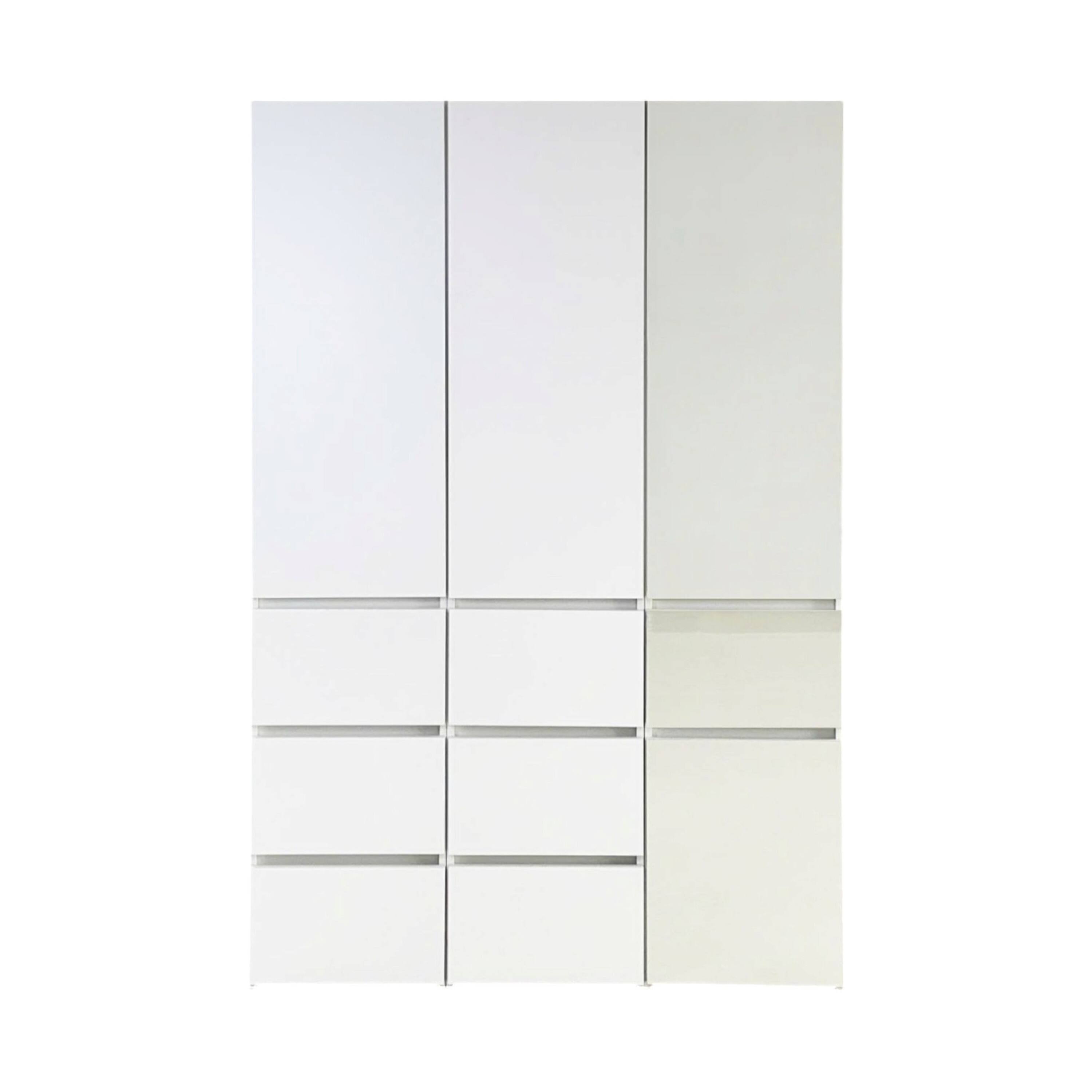 Front. Manhattan Lane - Ely Closet Cabinet Set, Mirrored Front, 7 Drawers, 71 Inch, White Wood - White.