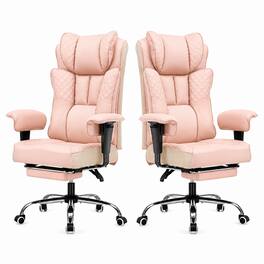 CloudRest Pro - High Back Executive Reclining Gaming Chair Wide PU Leather Big and Tall Ergonomic Office Chair - Pink