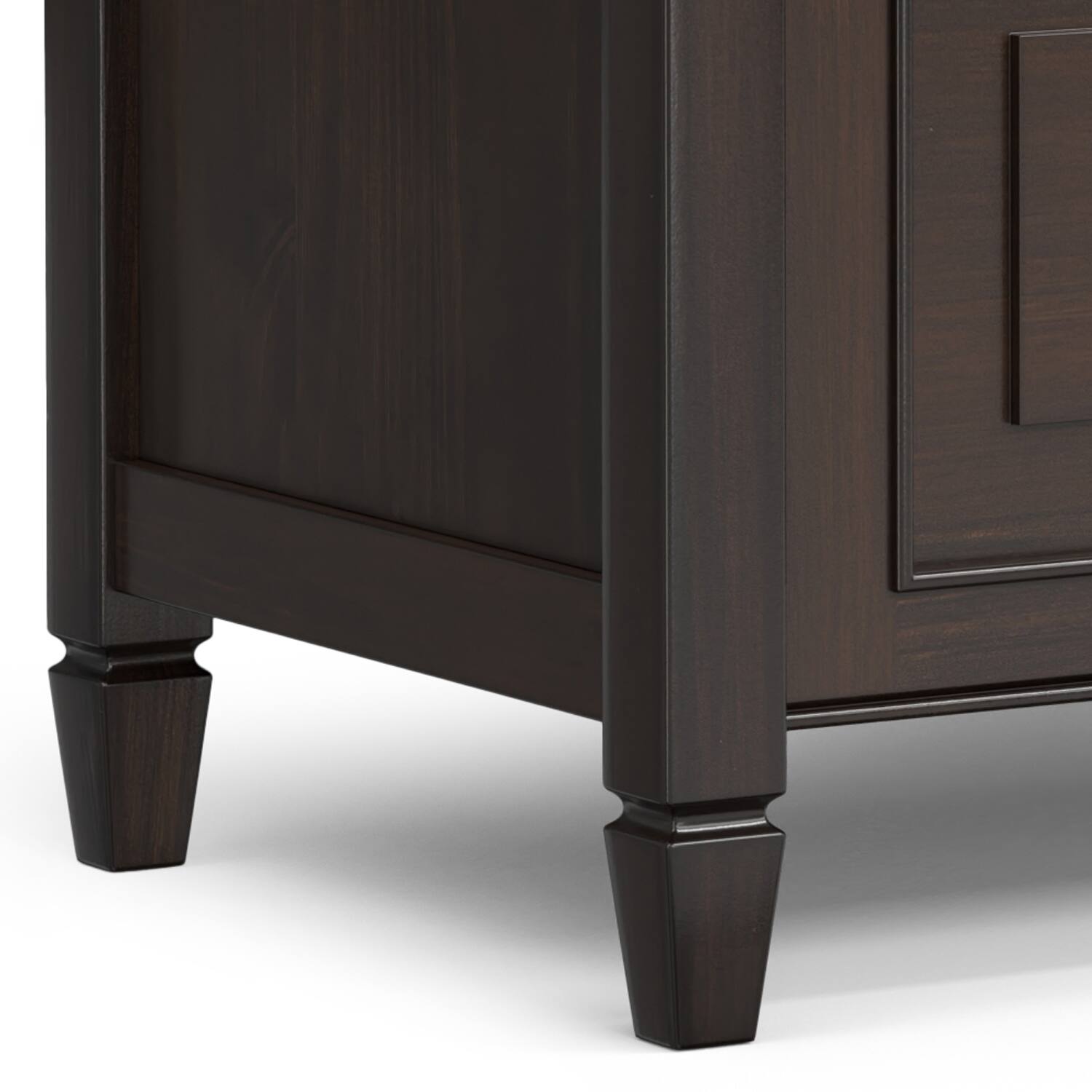 Alt View 8. Simpli Home - Connaught Solid Wood 30 inch Wide Small Storage Bench and 40 inch Wide Storage Cabinet in Dark Chestnut Brown - Chestnut Brown.