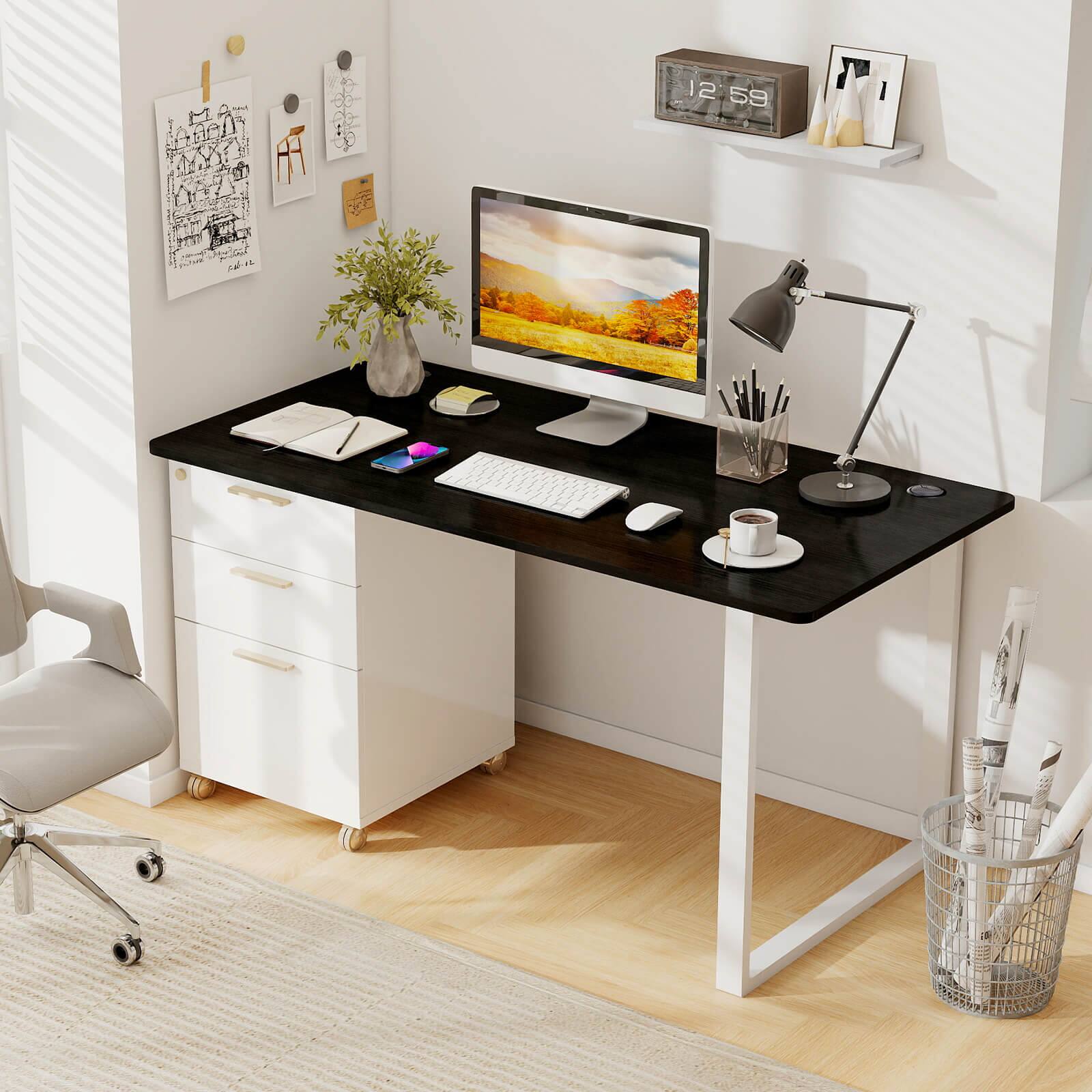 Alt View 1. Costway - Costway 55" x 28" Universal Tabletop for Standard & Standing Desk Frame - Black.