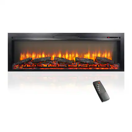 Front. Mondawe - 54" In-Wall Recessed Electric Fireplace w/ Remote, Multi-Color Flame, CSA/UL Certified, 5000 BTU - Black.