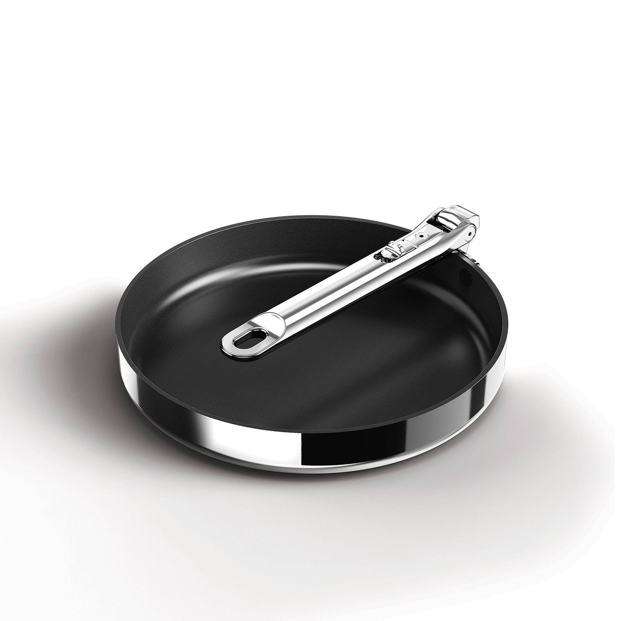 Alt View 1. Joseph Joseph - Space Steel 9.5'' Ceramic Non-stick Frying Pan with Folding Handle - Stainless Steel.