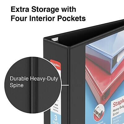 Extra Storage with Four Interior Pockets

Durable Heavy-Duty Spine

Staple Heavy-Duty Binder

3 Inch