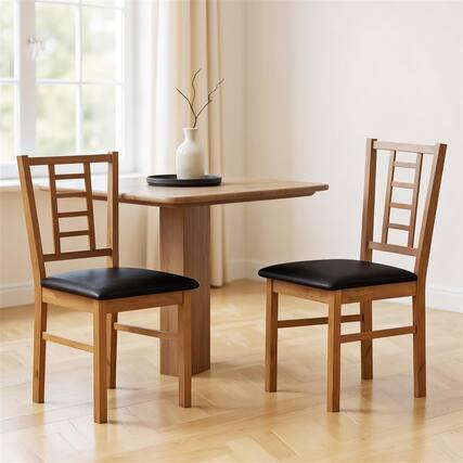 Front. Pefilos - PU Leather Upholstered Wood Dining Chairs Set of Modern Kitchen Chairs for Room Restaurant - Brown.
