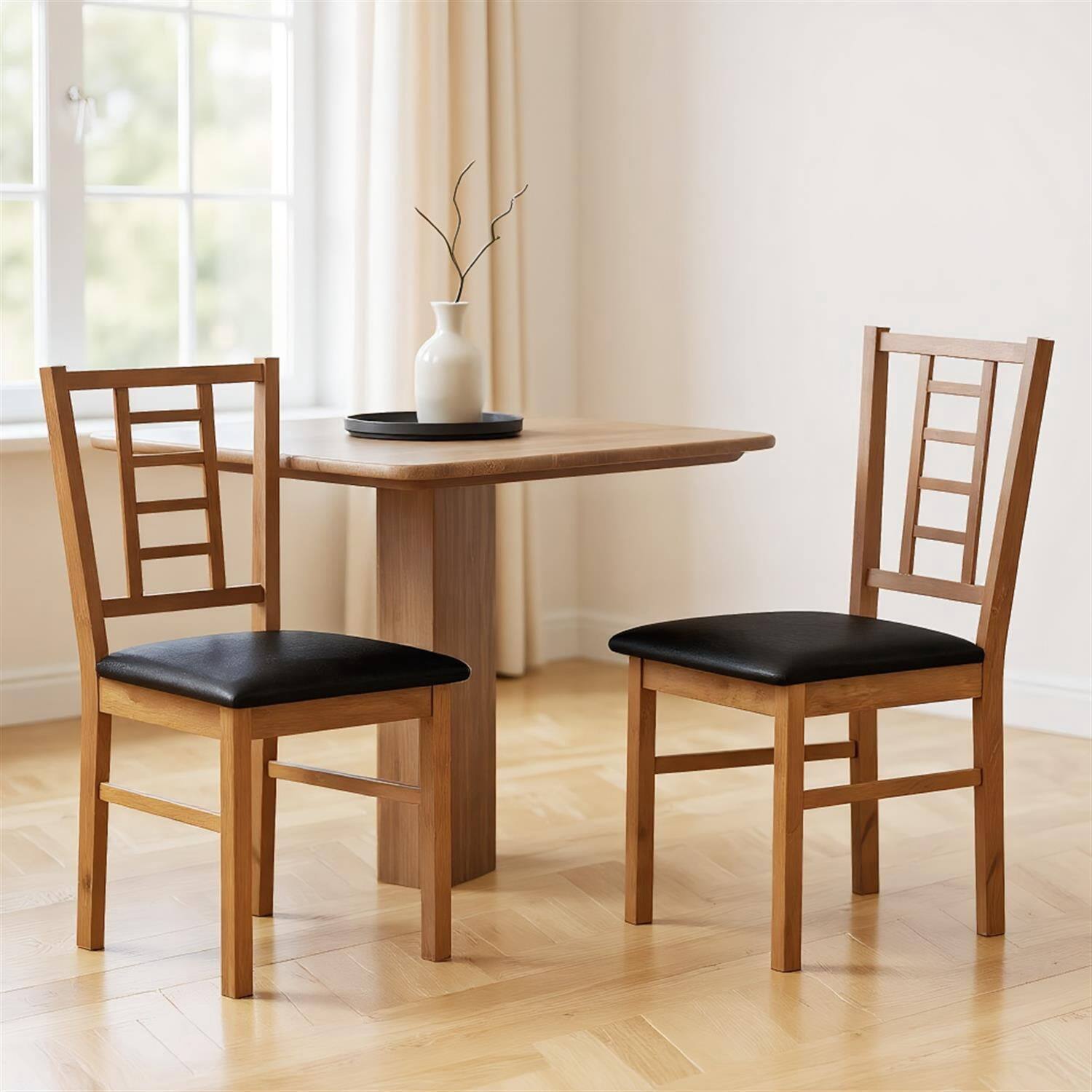 Front. Pefilos - PU Leather Upholstered Wood Dining Chairs Set of Modern Kitchen Chairs for Room Restaurant - Brown.