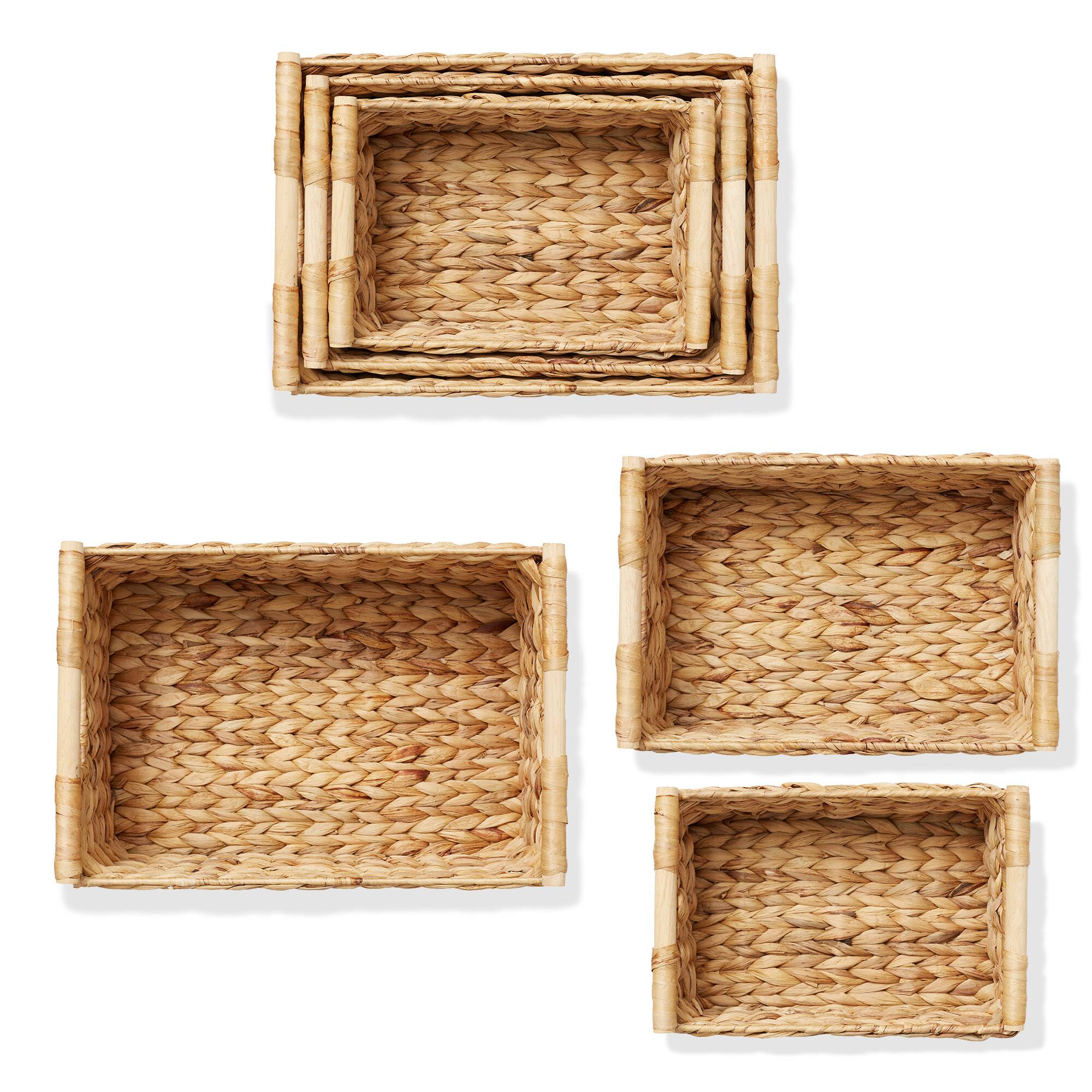 Alt View 3. Casafield - 3pk Hyacinth Storage Baskets with Wooden Handles - Small Medium Large - Natural - Hyacinth.