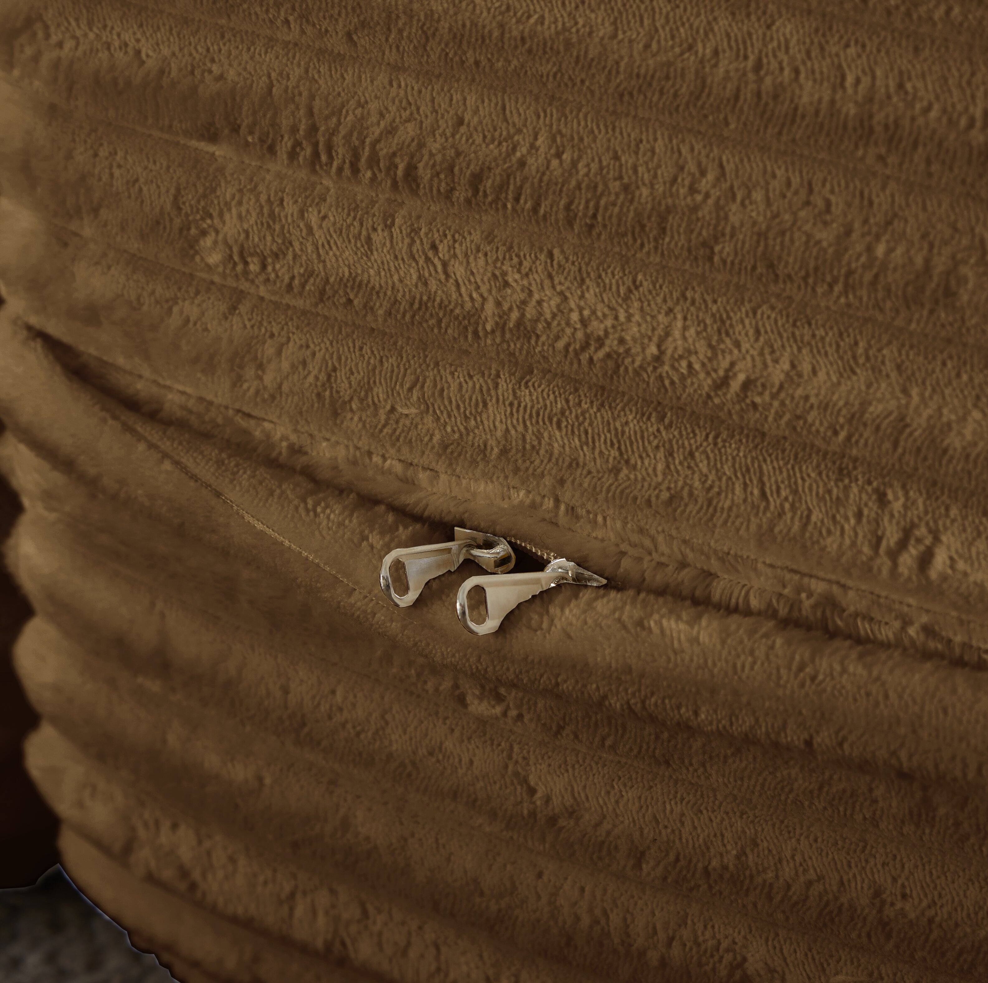 Alt View 8. Meqiodas - Modern Floor Sofa with 2 Pillows,Convertible Plush Corduroy Foam-Filled Sleeper Sofa Bed,15" Full Size Folding Mattress - Camel.
