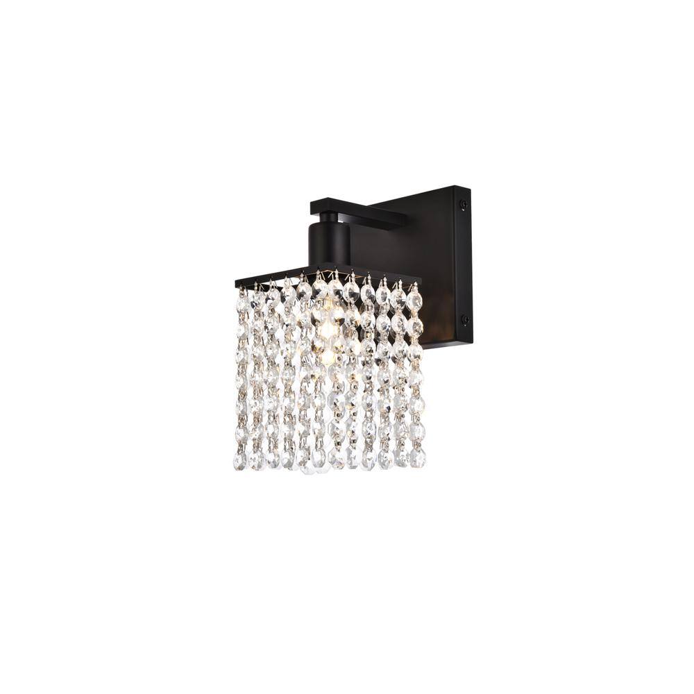 Alt View 4. Living District - Phineas 1 light bath sconce in black with clear crystals - Black And Clear.