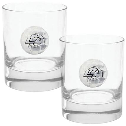 Front. Wendell August Forge - Los Angeles Rams Two-Piece 11oz. Rocks Glass Set - Multicolor.