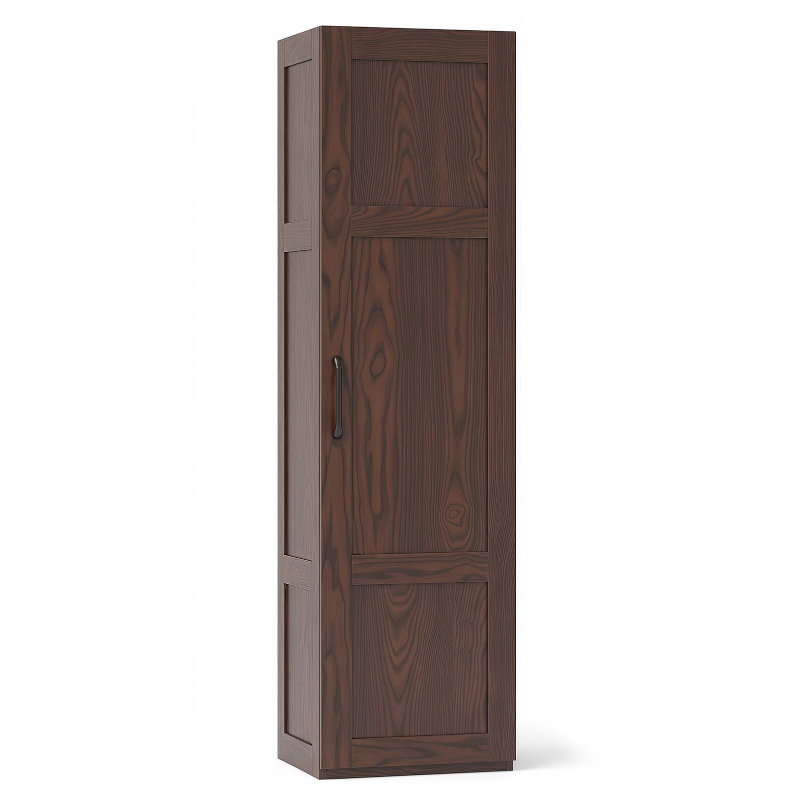 Alt View 9. Costway - Costway 4-Tier Storage Cabinet with Door Freestanding Bathroom Cabinet for Small Space - Brown.