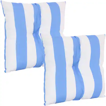 Front. Sunnydaze - Outdoor Square Tufted Back Cushion - 19 in - Beach-Bound Stripe.