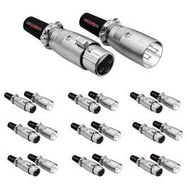5 CORE - XLR Connector Male Female to 1/4 Audio Jack 3 Pin Secure Mic Plug w Locking Ends-XLR 10 pair