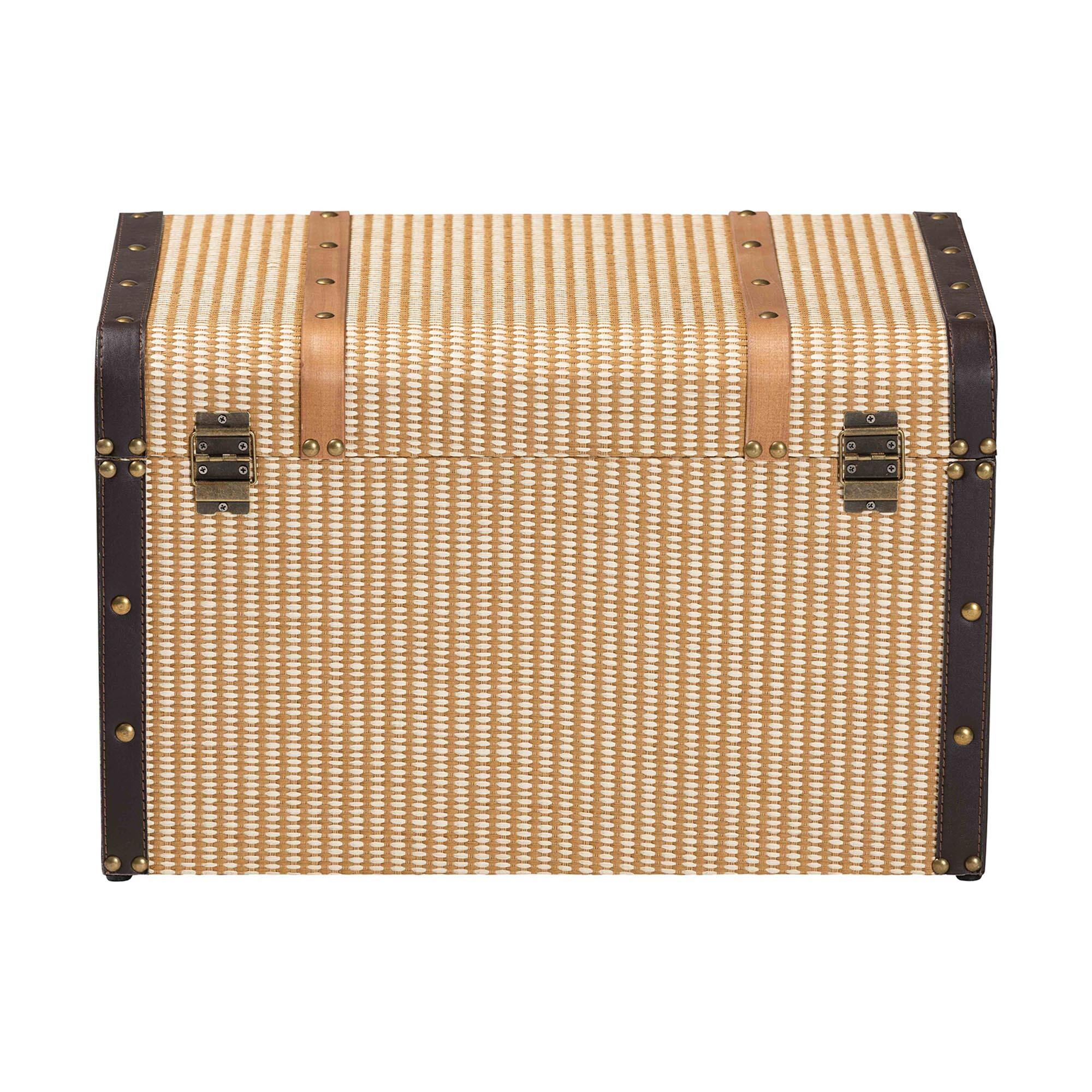 Alt View 1. Baxton Studio - Manton Storage Trunk - Decorative Storage Chest with Hinged Top and Woven Exterior for Living Room or Bedroom - Light Brown.