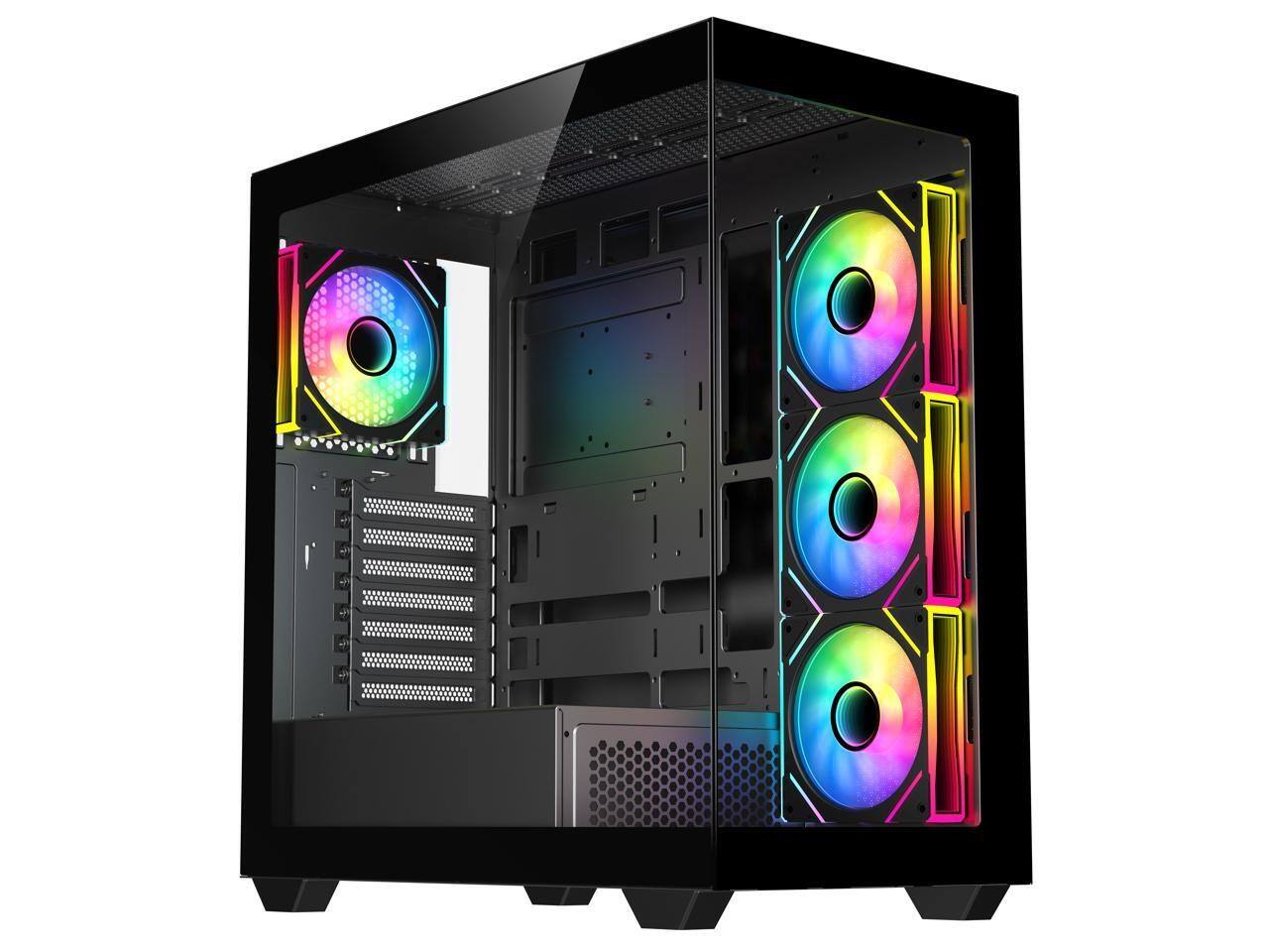 Left. DIYPC - DIYPC ARGB-N6-BK Black ATX Case w/ Tempered Glass & 4 ARGB Fans - Black.