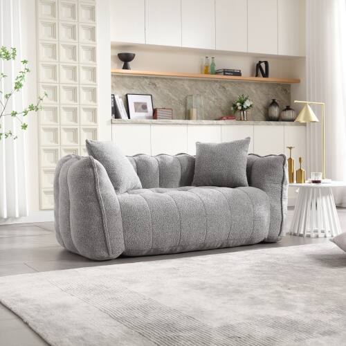 Alt View 6. GOODSILO - Premium Two-Person Square Recliner Sofa with High Resilience Foam Core for Ultimate Comfort and Relaxation - Grey.