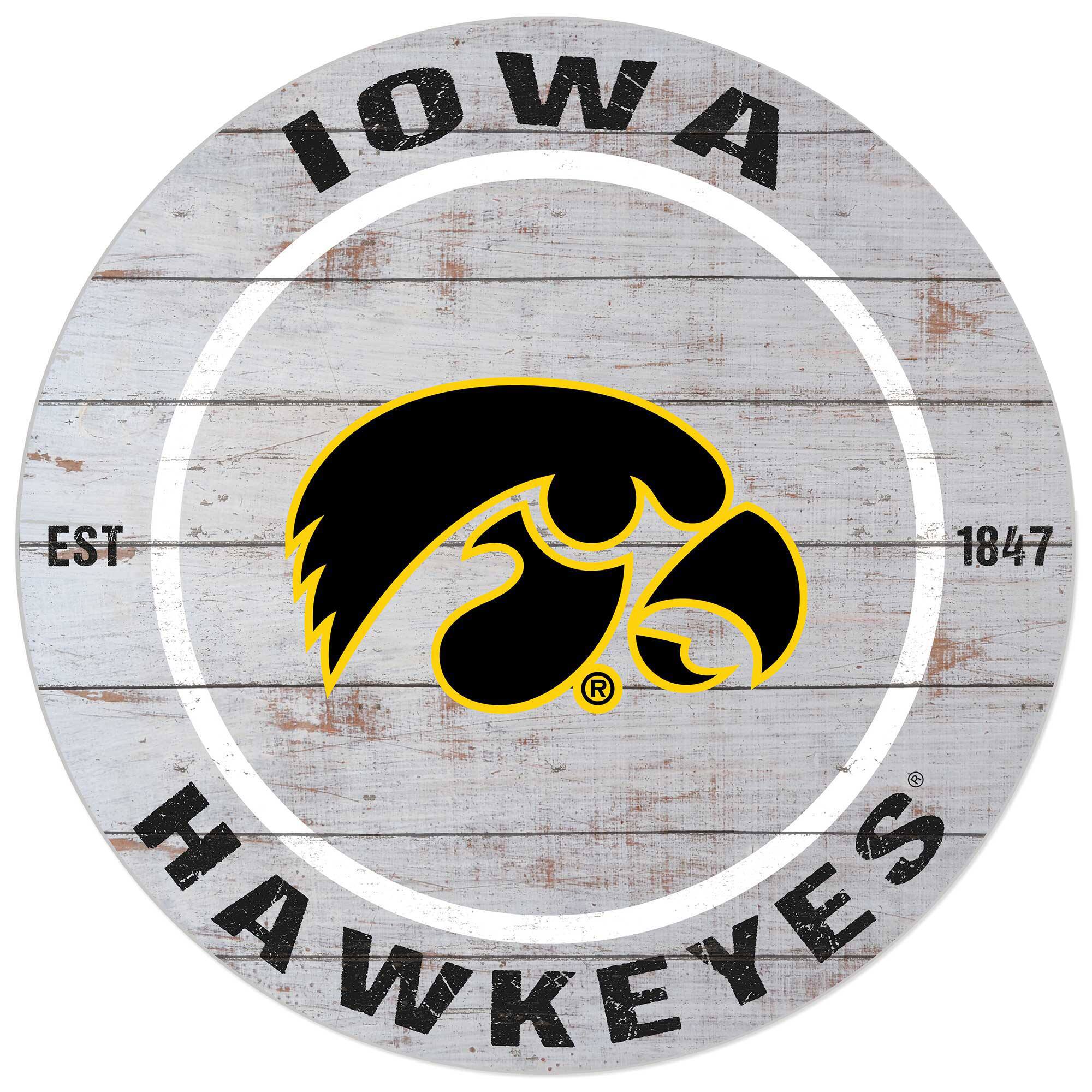 Iowa Hawkeyes 20'' x 20'' Indoor/Outdoor Weathered Circle Sign