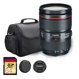 Canon - EF 24-105mm f/4L IS II USM Lens 64GB Card Bundle - Black
