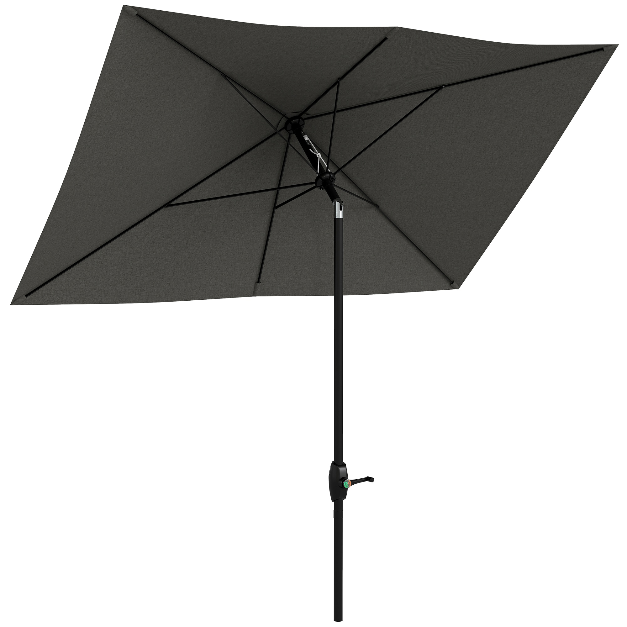 Outsunny - x 10' Rectangular Outdoor Patio Table Market Umbrella with Crank and Push Button Tilt - Dark Gray