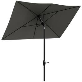 Outsunny - x 10' Rectangular Outdoor Patio Table Market Umbrella with Crank and Push Button Tilt - Dark Gray