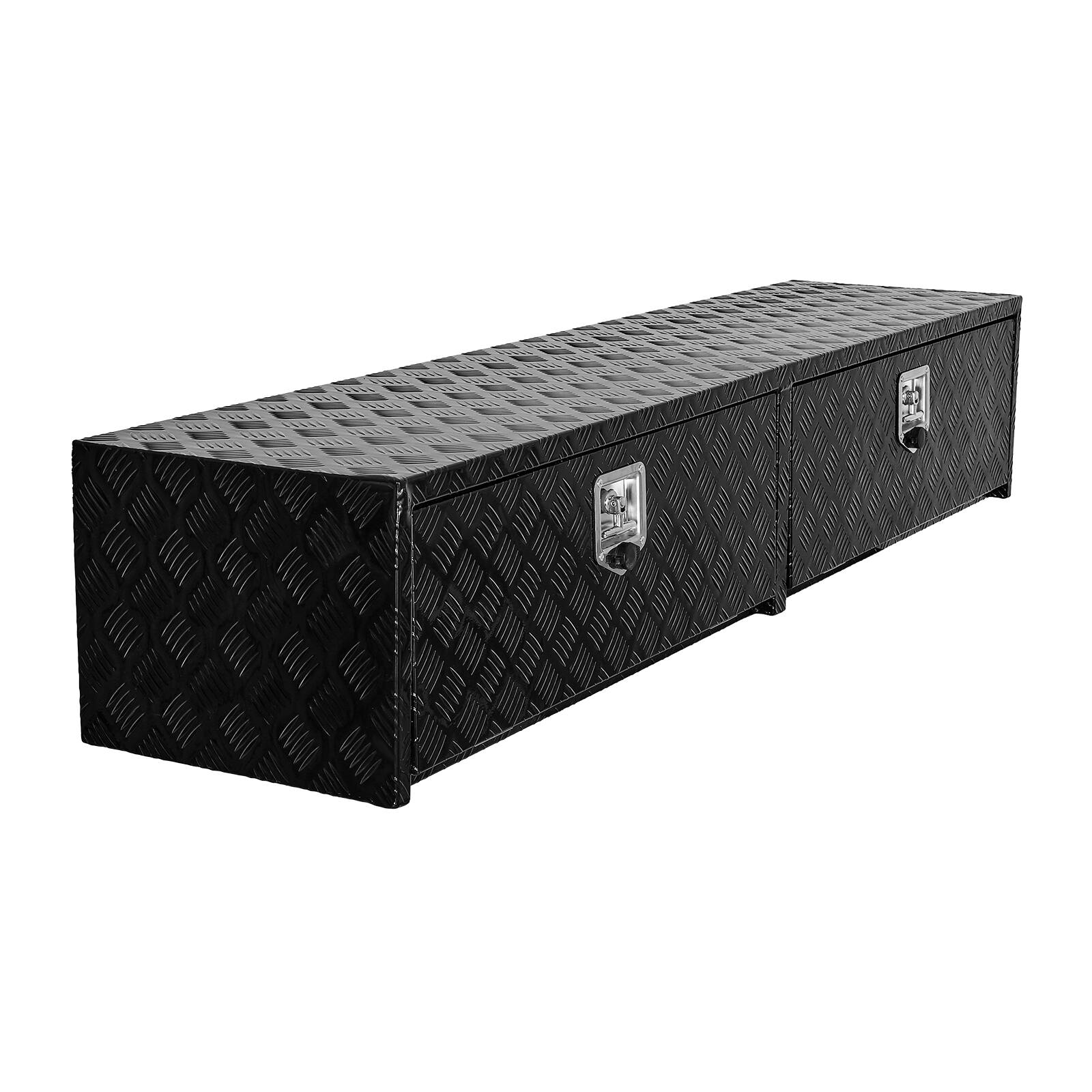 Alt View 5. VEVOR - Truck Tool Box,72 x 13 x 16 Inch,Black Aluminum Tread Topsider Toolbox with Dual Drop Doors, Heavy Duty Lockable Storage - Black.