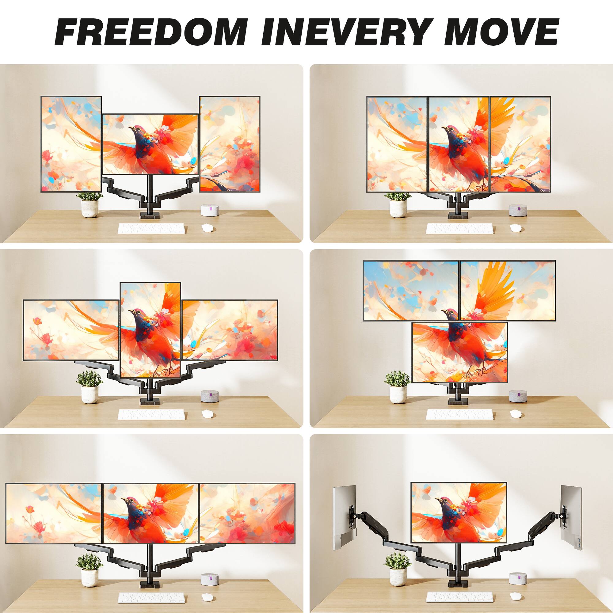 Rfiver 3 panel display with full angle adjustable function Black - Best Buy