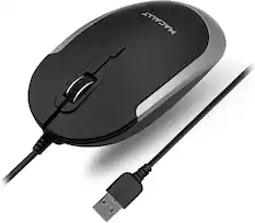 Front. Macally - Macally Silent Wired Mouse - Slim & Compact USB Mouse for Apple Mac or Windows PC Laptop/Desktop - Space Gray - Black with Space Gray Trim.