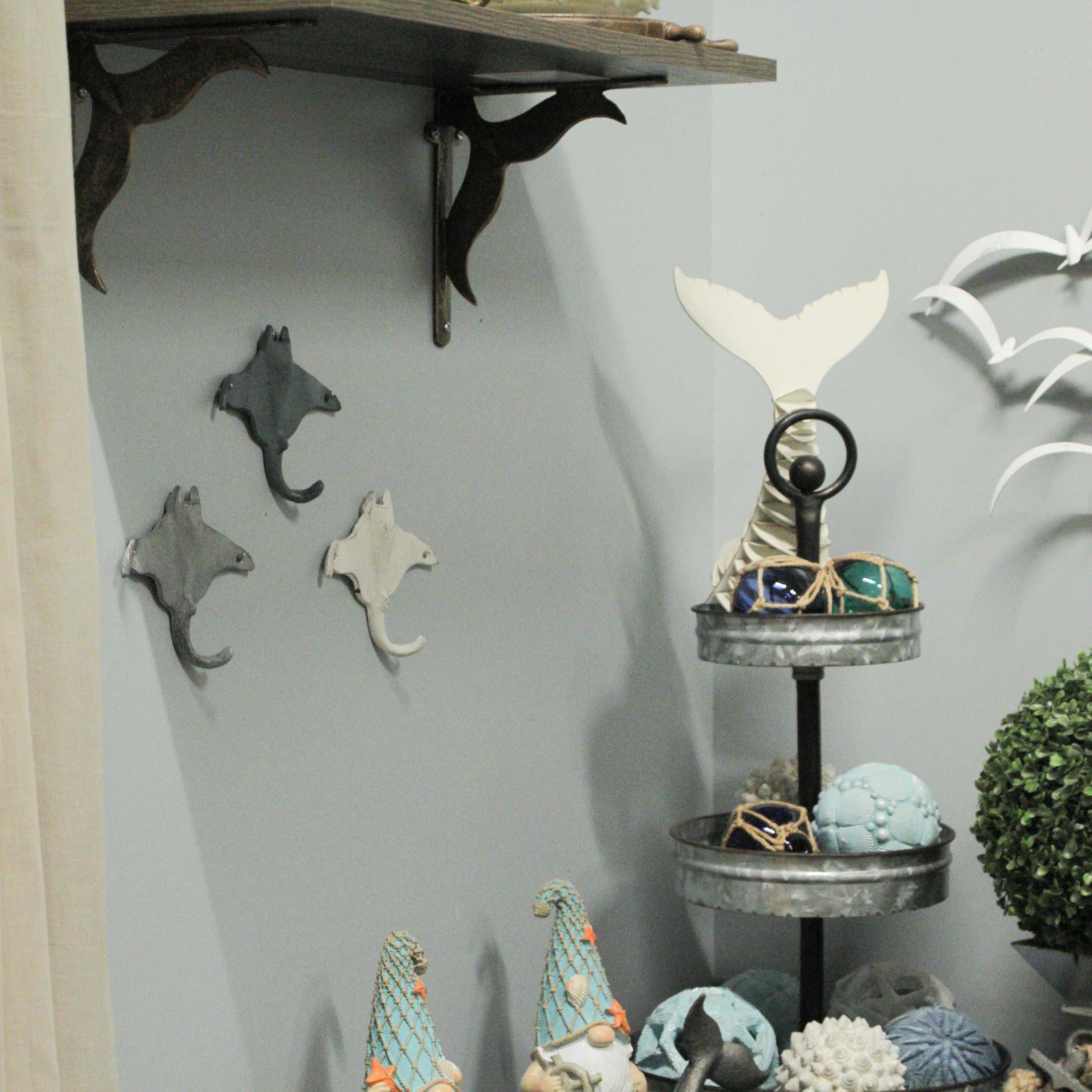 Alt View 7. Zeckos - Set of 3 Stingray Wall Hooks - 6.25" - Blue, Gray, White - Coastal Decor - Multicolored.