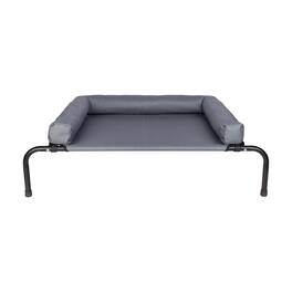 PetMaker - Elevated Dog Bed with 3-Sided Removable Bolster, Gray, 37.5”x26” - Gray/Black