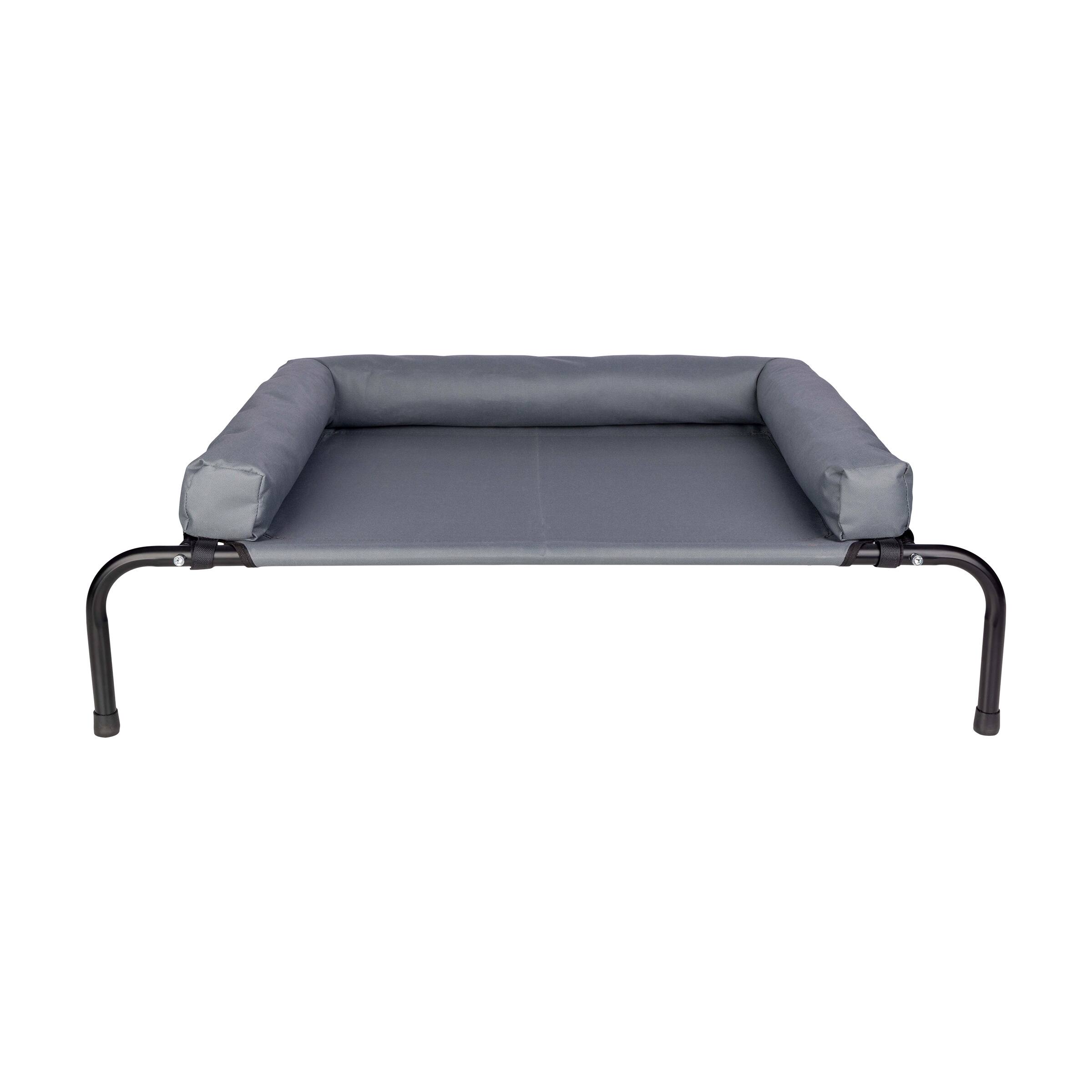 PetMaker - Elevated Dog Bed with 3-Sided Removable Bolster, Gray, 37.5”x26” - Gray/Black