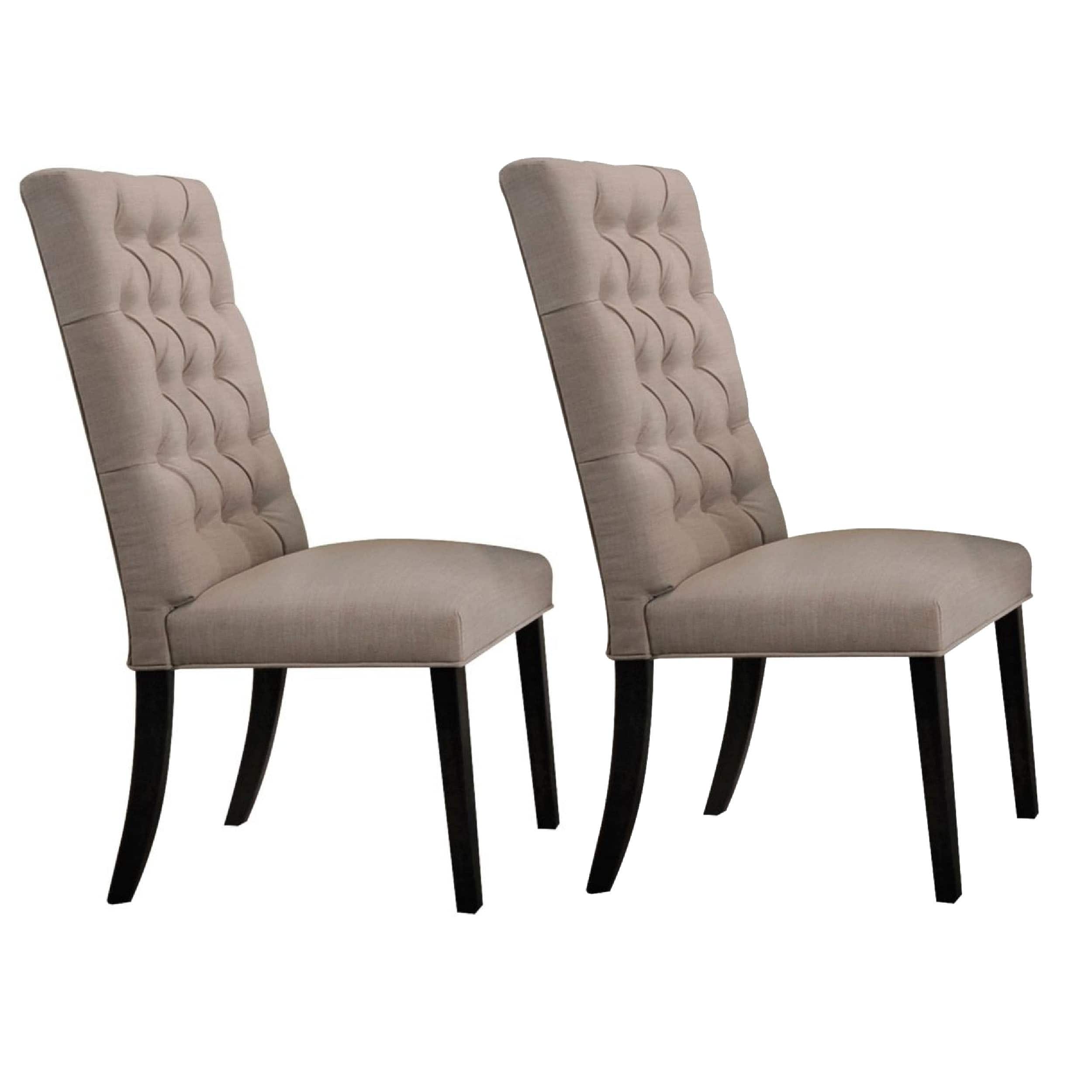 Manhattan Lane - Wooden Dining Side Chair with Button Tufted Back, Set of 2 - Brown and Black