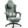 Dowinx - Gaming Chair Fabric Wide Back Breathable, Big & Tall Ergonomic Game Chair with Heated Massage Lumbar Support for Adults - Green
