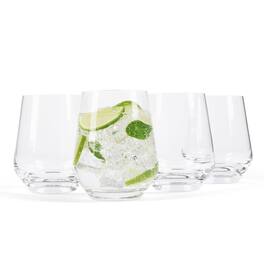 Larder & Vine - Set of 4 Short 13.5 oz Classic Drinking Glasses, Handmade in Poland from Lead-Free Crystal - Clear
