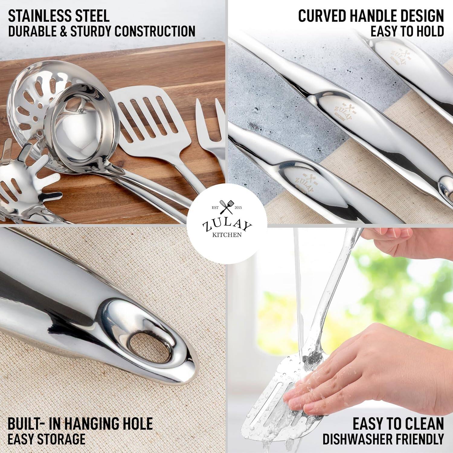 - Stainless Steel
- Durable & Sturdy Construction
- Curved Handle Design
- Easy to Hold
- Built-in Hanging Hole
- Easy Storage
- Easy to Clean
- Dishwasher Friendly