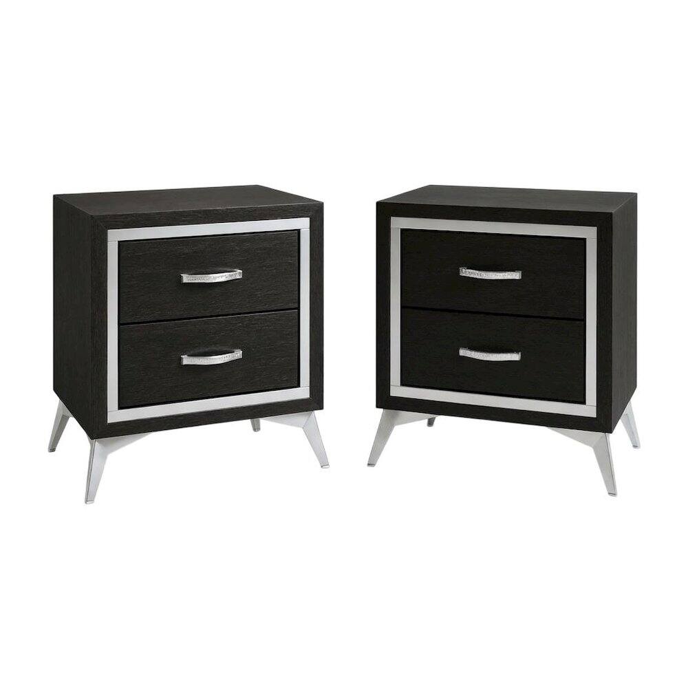 Alt View 1. New Classic Furniture - Huxley Wood Nightstand in Black (Set of 2) - Black.