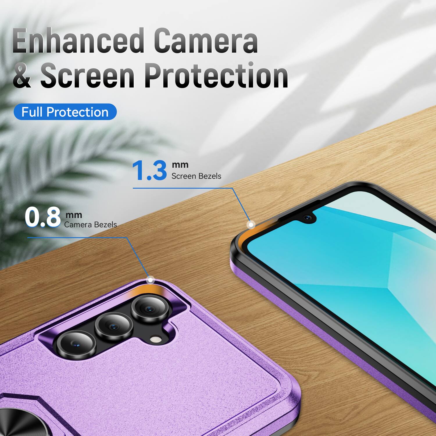 Enhanced Camera & Screen Protection  
Full Protection  
1.3 mm Screen Bezels  
0.8 mm Camera Bezels