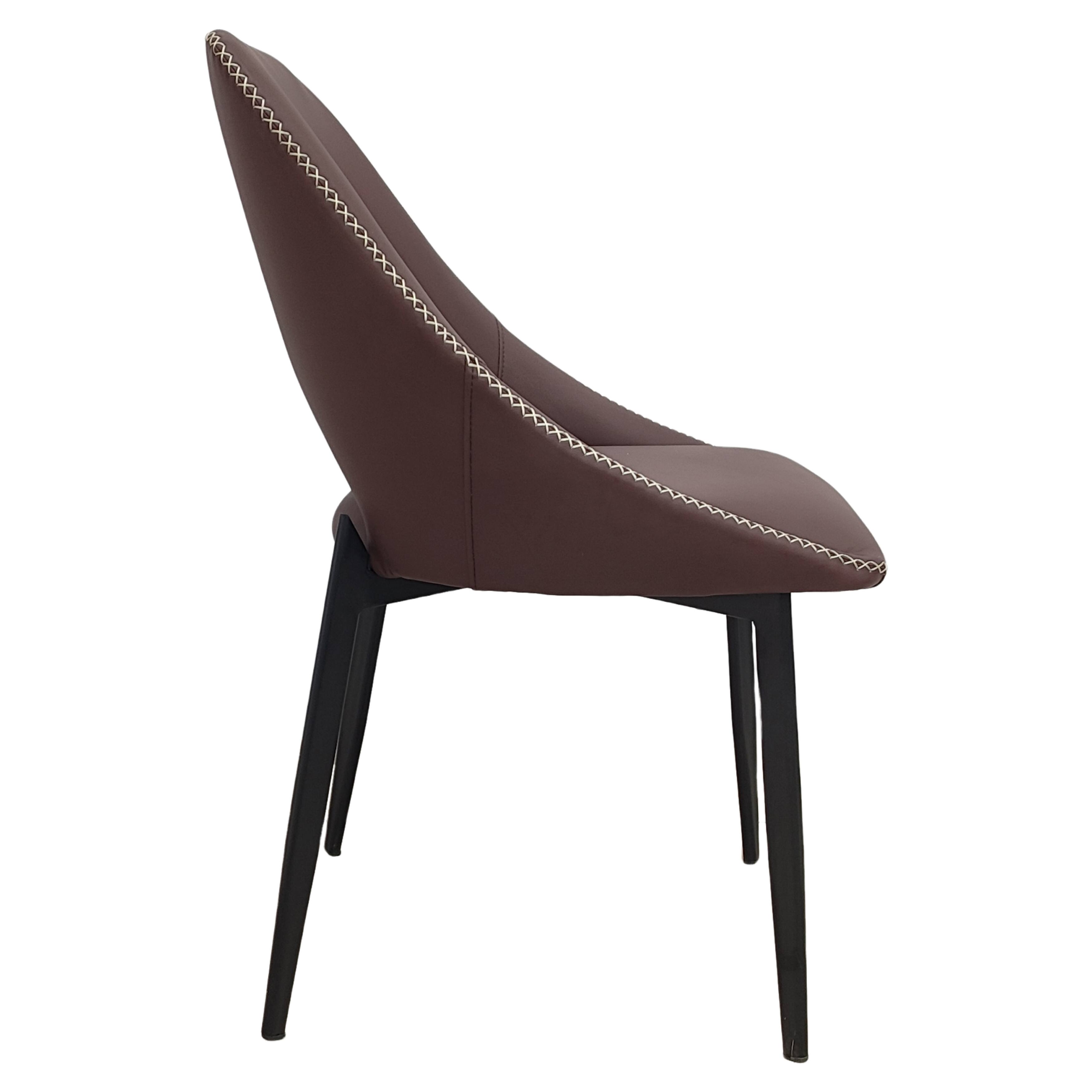 Alt View 4. LeisureMod - Amalfi 2-PCS Contemporary Upholstered Accent Dining Chair, Foam-Cushioned Living Room & Kitchen Side Chair - Plum Purple.