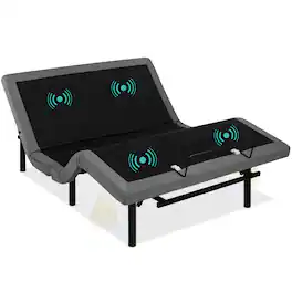 Best Choice Products - Full Size Adjustable Bed Base for Stress Management with Massage, Remote Control, USB Ports - Gray