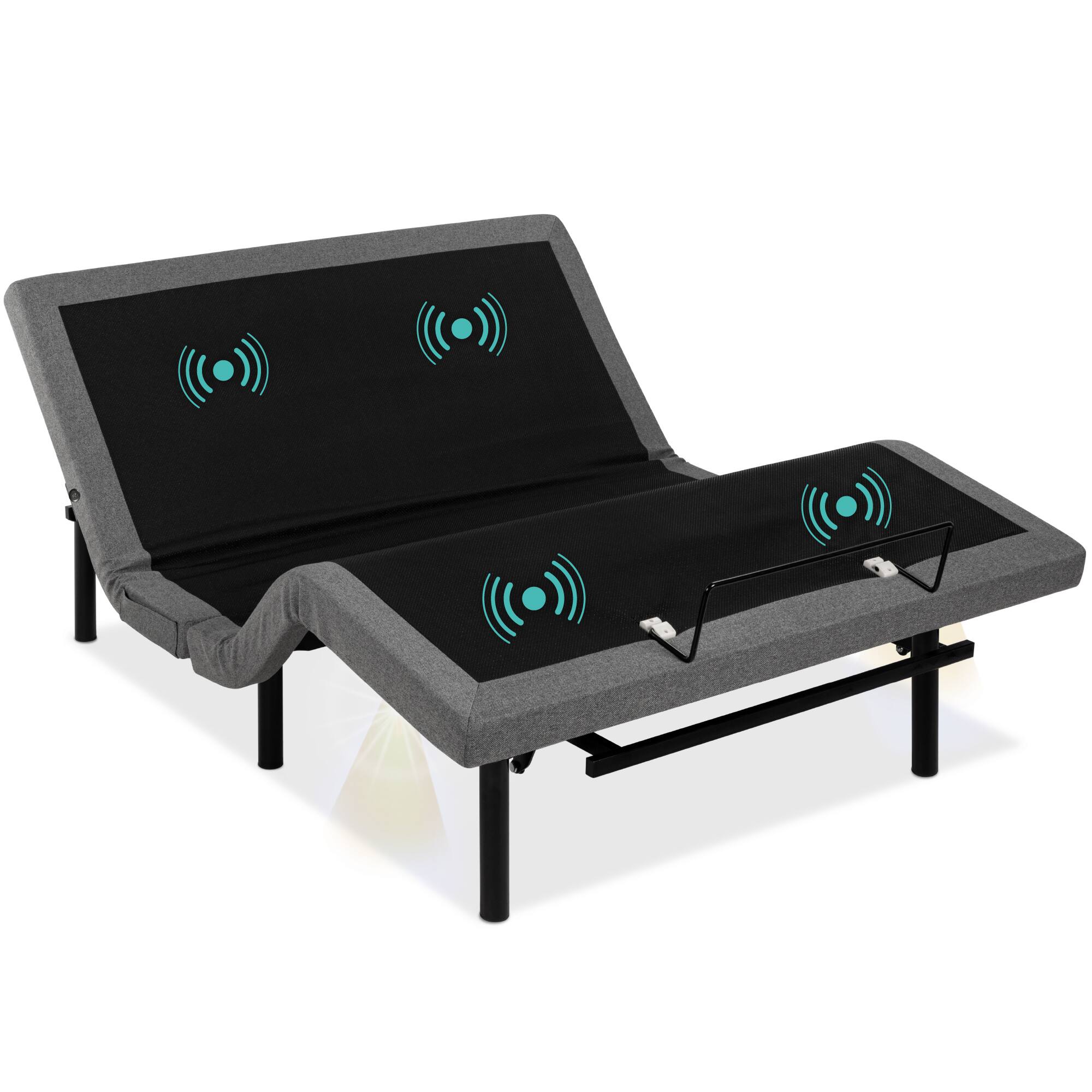 Best Choice Products - Full Size Adjustable Bed Base for Stress Management with Massage, Remote Control, USB Ports - Gray
