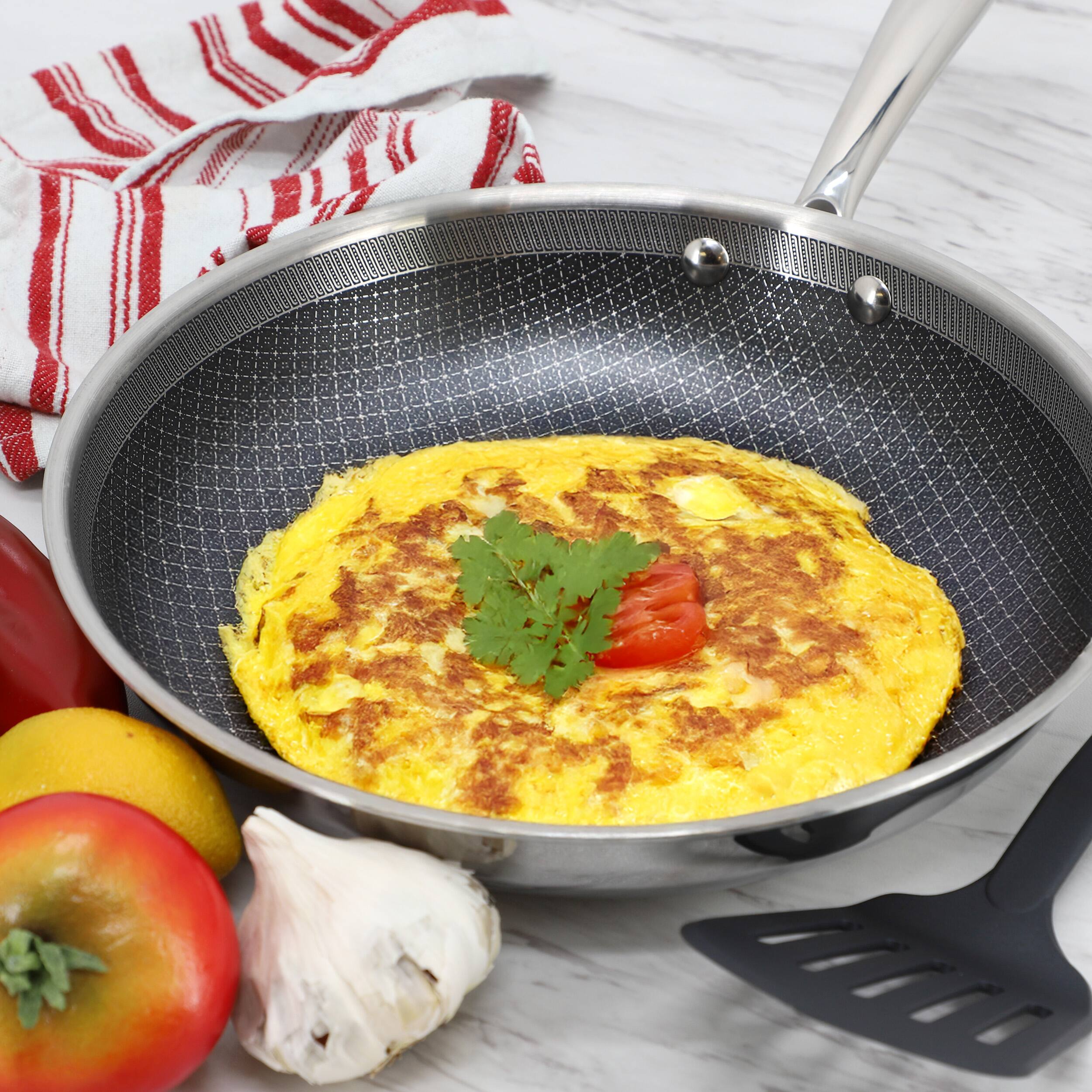 Alt View 4. Better Chef - Better Chef 12 Inch 3-Ply Stainless Steel Nonstick Fry Pan with Rolled Edge in Silver - Silver.