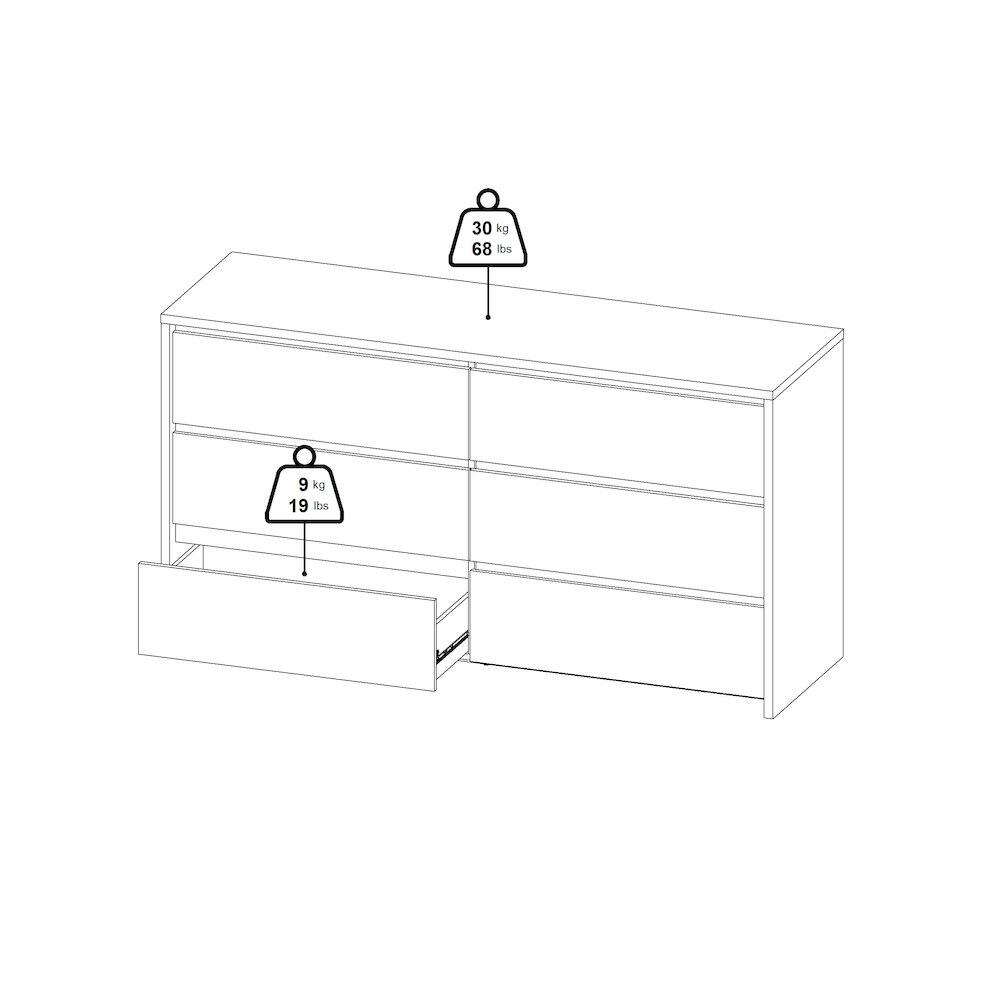 Alt View 8. Tvilum - Next 6 Drawer Double Dresser - White.