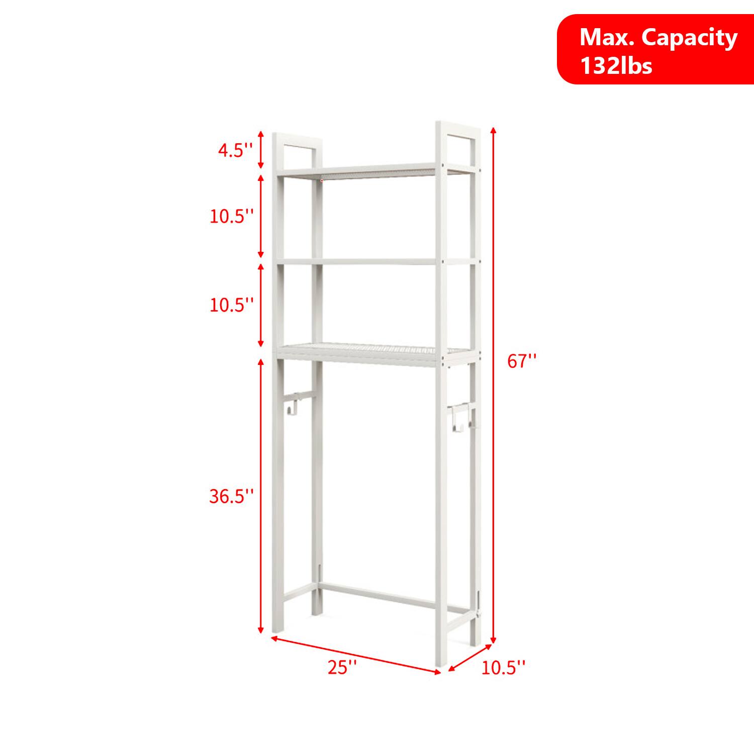 Max. Capacity 132lbs  
4.5"  
10.5"  
10.5"  
67"  
36.5"  
25"  
10.5"