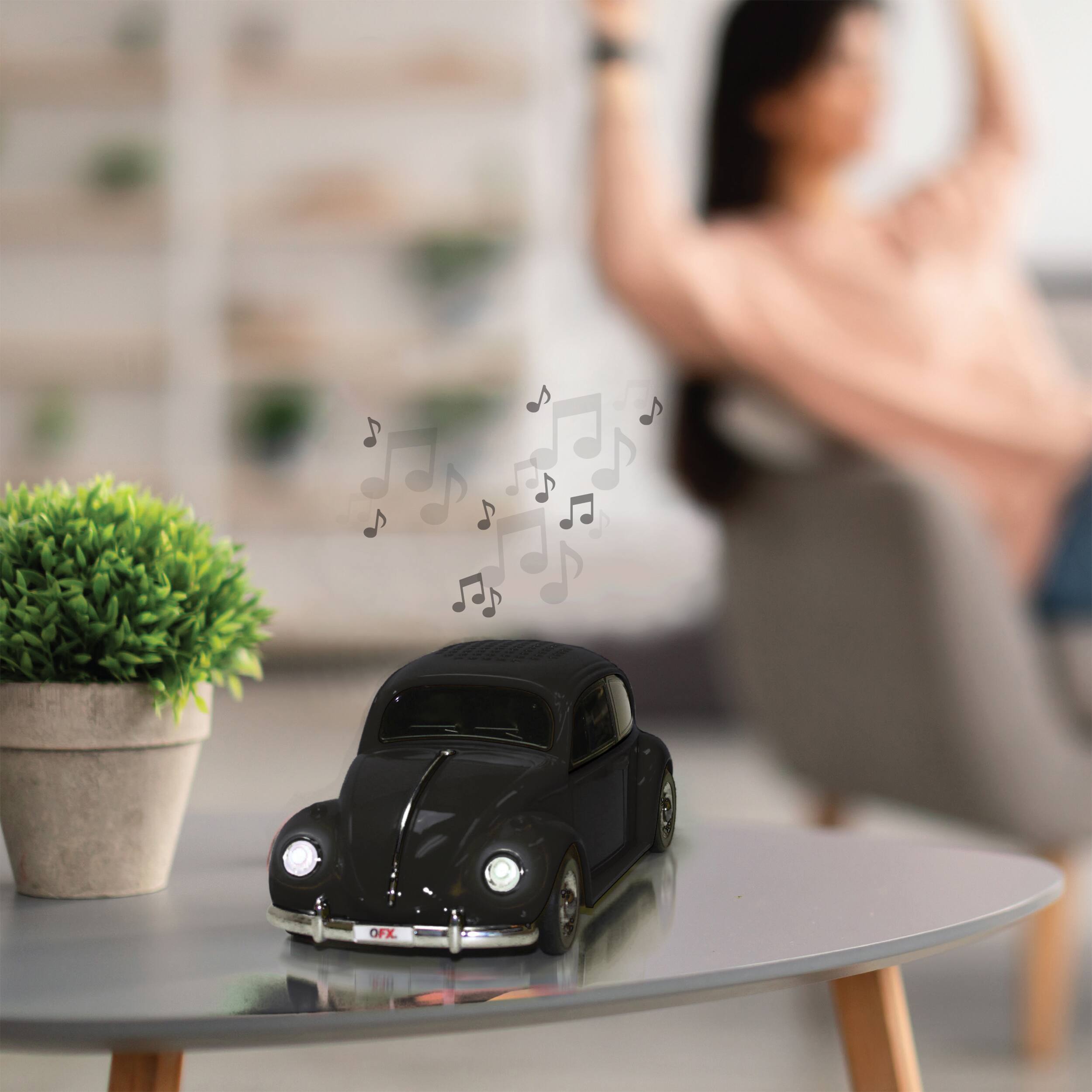 Alt View 18. QFX - Retro Car Portable Bluetooth Speaker with Bass Radiator and LED Lights - Black.