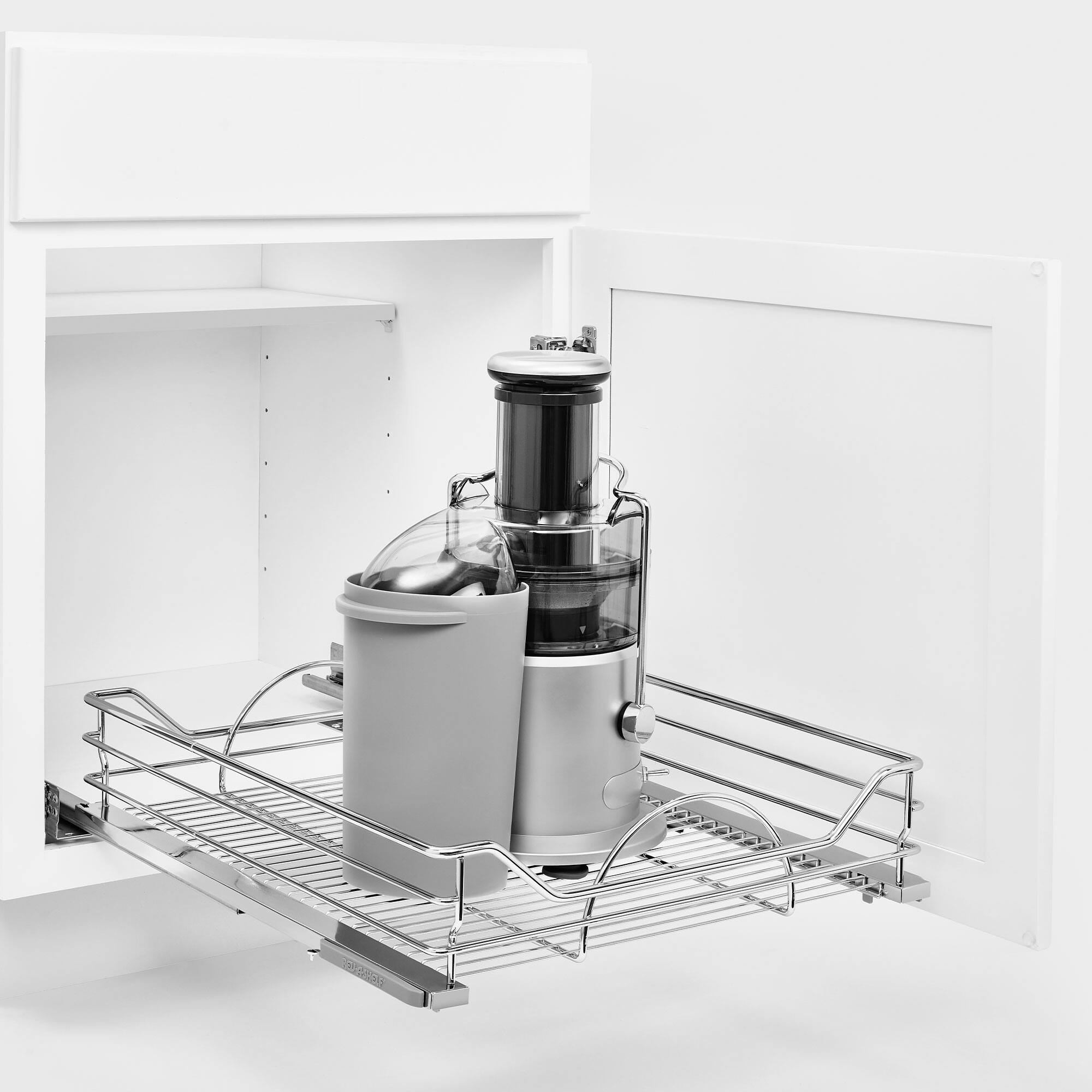 Alt View 1. Rev-A-Shelf - Rev-A-Shelf Pullout Cabinet Basket w/ Soft-close, 20.5'' x 21.74'', 5730-21CR - Silver.