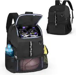 Vulpecula Spade - Basketball Bag, Soccer Equipment Bag with Ball & Shoe Compartment for Soccer Ball - Black